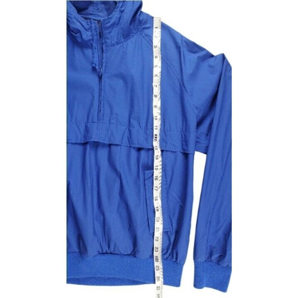 Lands' End Windbreaker Jacket Size Large Blue Hood Travel Folding Pouch Camping - Picture 8 of 9